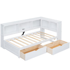 Bellemave® Twin Size Daybed with Two Storage Drawers, Storage Cabinets and USB Ports