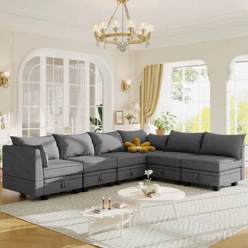 Bellemave 115.1" Modern Large U-Shape Modular Sectional Sofa, Convertible Sofa Bed with Reversible Chaise Bellemave