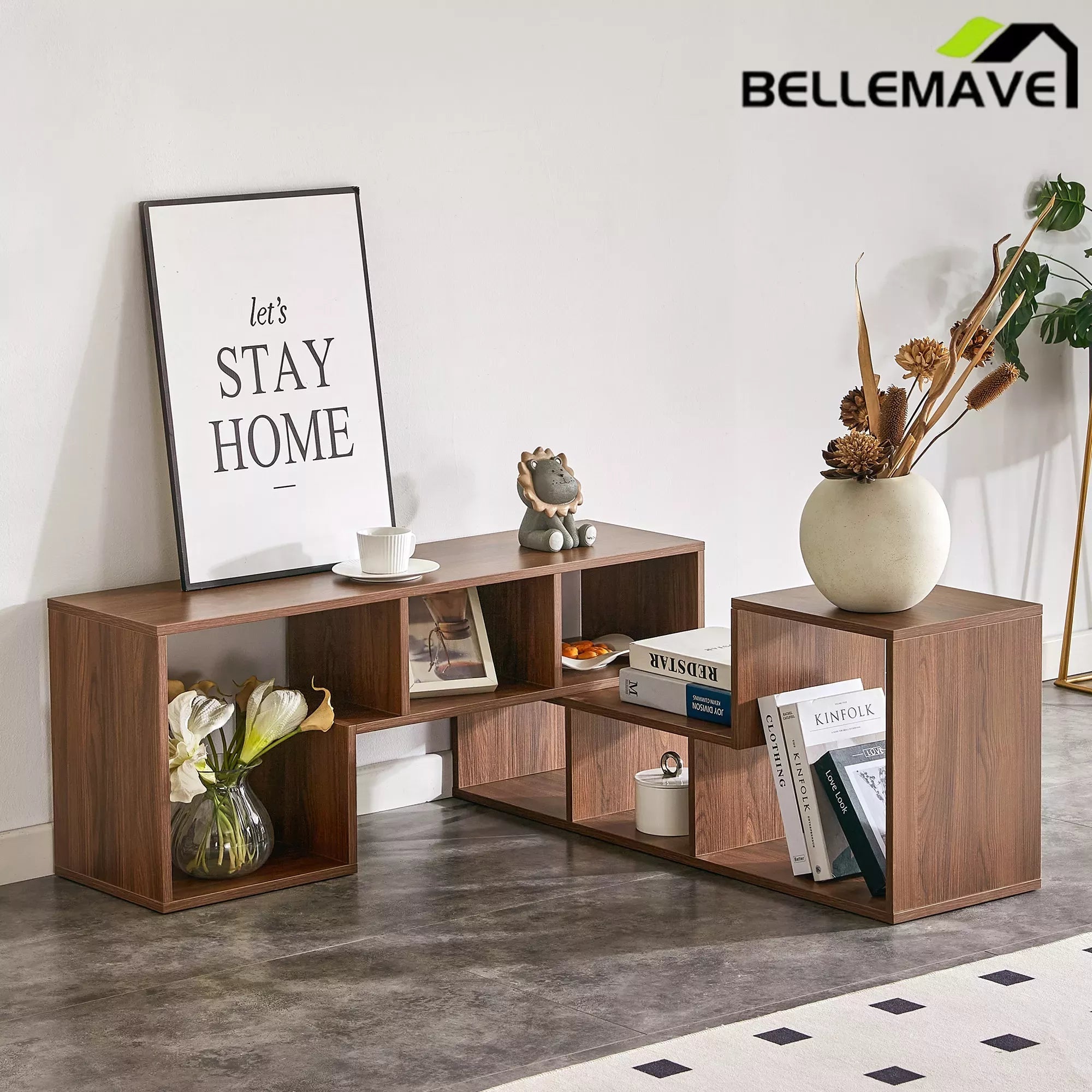 Bellemave® 2 Pieces Cube TV Stand,Free Combination Gaming Entertainment Center Media Stand,Open Storage Bookcase Shelf for Living Room,2 Shelf Bookcase L-Shaped TV Console Stand Bellemave®