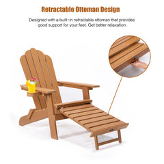 Bellemave® Oversized Folding Adirondack Chair with Pullout Ottoman with Cup Holder