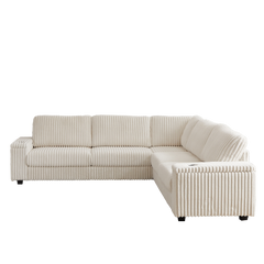 Bellemave® 110" L-Shaped Oversized Corduroy Corner Sofa with Two Storage Spaces,USB Port & T-pyce Port and Cup-Holder