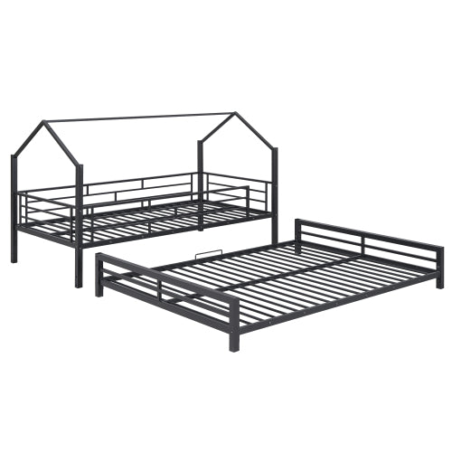 Bellemave® Twin over Full Metal House Bunk Bed