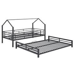 Bellemave® Twin over Full Metal House Bunk Bed