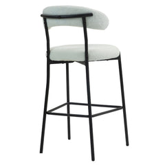 Bellemave® Teddy Fabric Bar Stool with Back Powder Coating Base(Set OF 2)