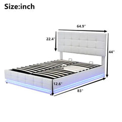 Bellemave® Queen Size Tufted Upholstered Platform Bed with Hydraulic Storage System,LED Lights and USB charger Bellemave®