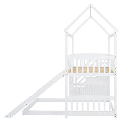 Bellemave® Twin Size House Bunk Bed with Two Drawers and Slide