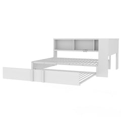 Bellemave® Full Size Metal Daybed with Trundle, Storage Cabinets and USB Ports