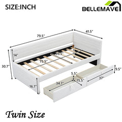 Bellemave® Twin Size Upholstered Daybed with 2 Drawers