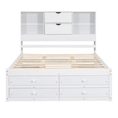 Bellemave® Platform Bed with Storage Headboard and 8 Drawers