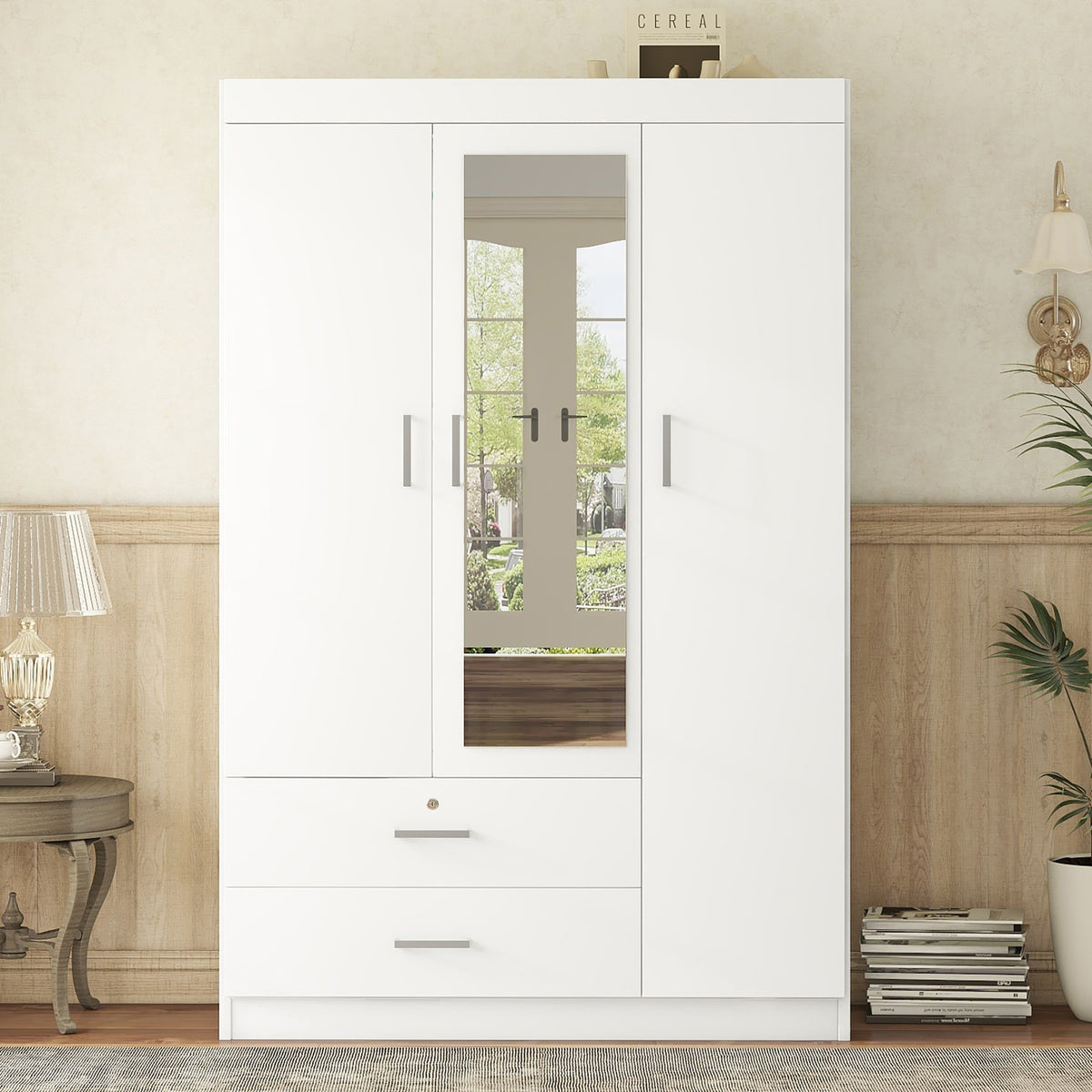 Bellemave® 3-Door Mirror Wardrobe with Shelves Bellemave®