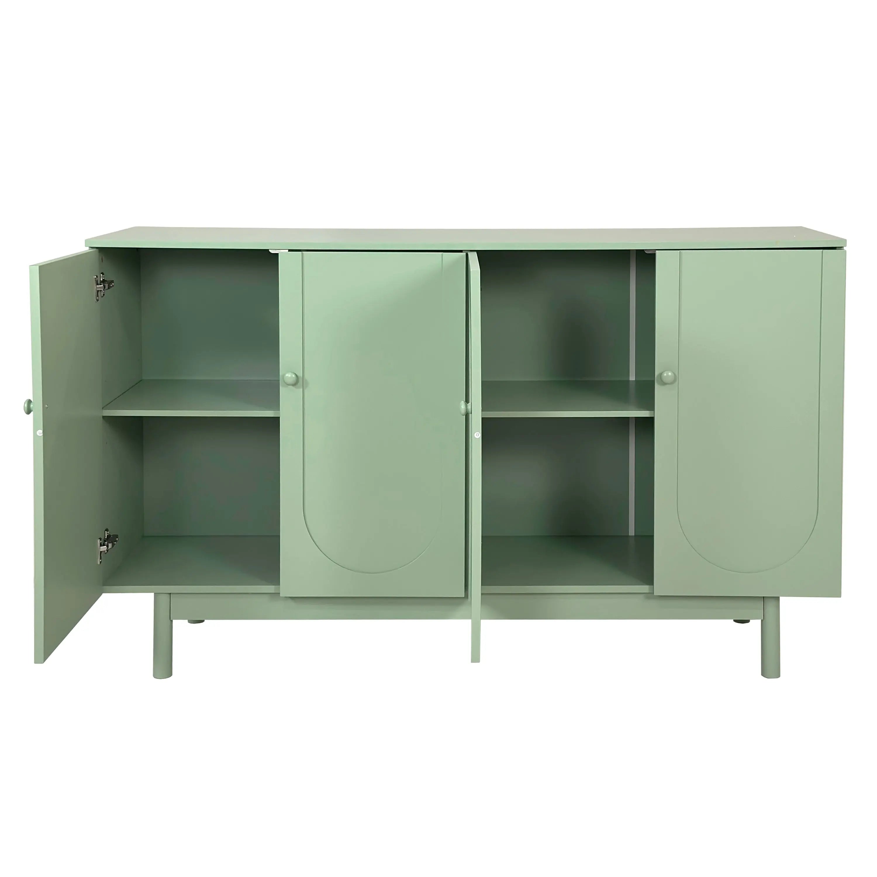 Bellemave® Stylish and Functional 4-Door Intaglio Storage Cabinet with Solid Wood Legs and Pulls Bellemave®