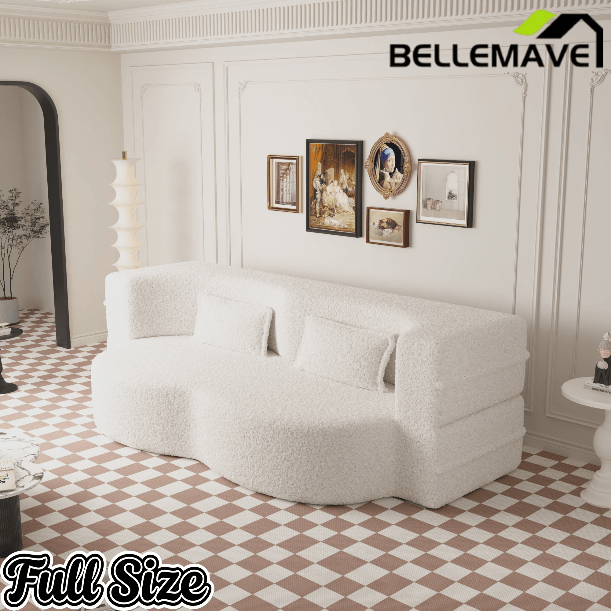 Bellemave® Folding Foam Sofa Bed,15" Full Size Floor Couch,Convertible Sleeper Futon Loveseat Couch for Living Room, Guest Use, Office, Apartmen Bellemave®
