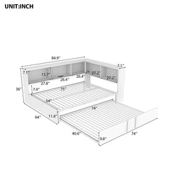 Bellemave® Full Size Metal Daybed with Trundle, Storage Cabinets and USB Ports