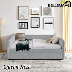 Bellemave® Queen Size Upholstered Tufted Daybed with Two Drawers