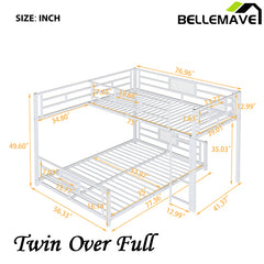 Bellemave® Twin over Full L-shaped Metal Bunk Bed