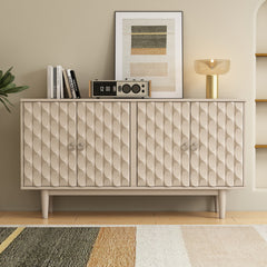 Bellemave® Modern 4-Door Sideboard with Convex Pattern Doors and 2 Silver Handle