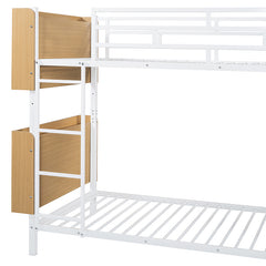 Bellemave® Metal Bunk Bed with Ladder and Full-Length Guardrail, Storage Space(Convertible)