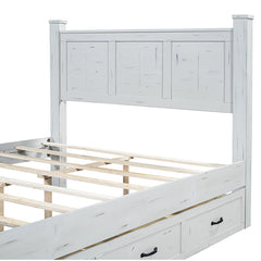 Bellemave® Farmhouse Style Four Square Poster Platform Bed with Three Storage Drawers