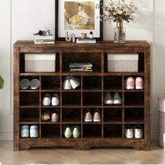 Bellemave® Sleek Design 24 Shoe Cubby Console with Curved Base