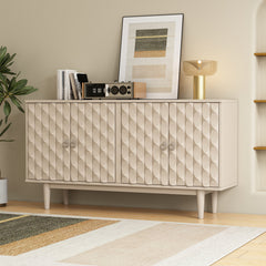 Bellemave® Modern 4-Door Sideboard with Convex Pattern Doors and 2 Silver Handle