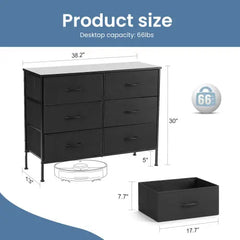 Bellemave® Metal Frame And Wood Top Drawers Dresser Chest With 6 Fabric Drawers Bellemave®