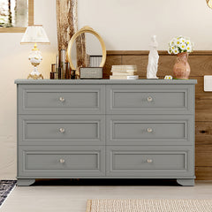 Bellemave® 6 Drawers Elegant Design Wooden Dresser with Metal Handles