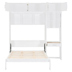 Bellemave® Full Size Wall Murphy Bed with Desk, Top Cabinet and Storage Shelves