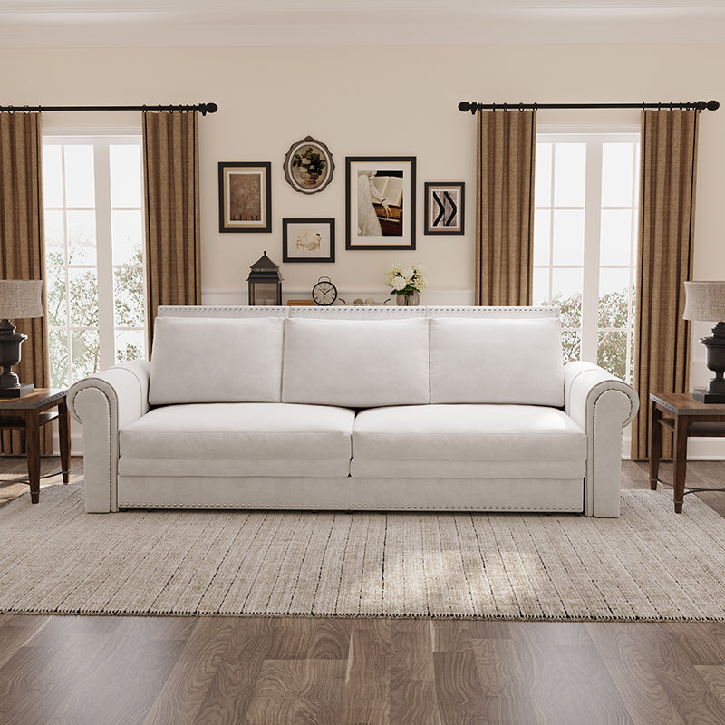 Bellemave® Chesterfield Sofa,93.7" King Pull Out Sofa Bed with Nailhead Trim & Rolled Arm