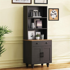 Bellemave® Farmhouse Storage Cabinet with 4 Solid Wood Gourd-Shaped Legs, Adjustable Shelves and Drawer