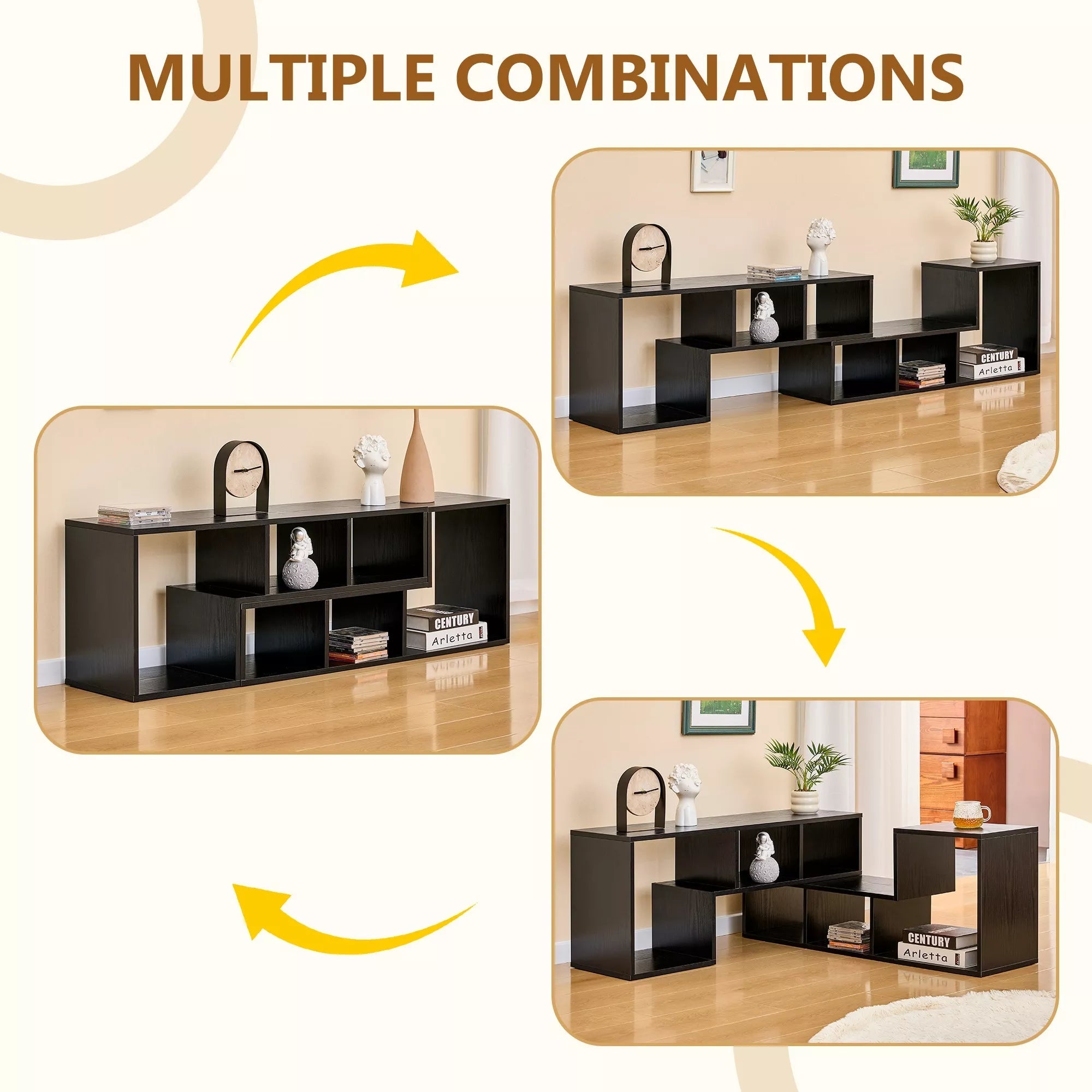 Bellemave® 2 Pieces Cube TV Stand,Free Combination Gaming Entertainment Center Media Stand,Open Storage Bookcase Shelf for Living Room,2 Shelf Bookcase L-Shaped TV Console Stand Bellemave®