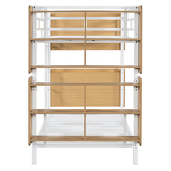 Bellemave® Metal Bunk Bed with Ladder and Full-Length Guardrail, Storage Space(Convertible)