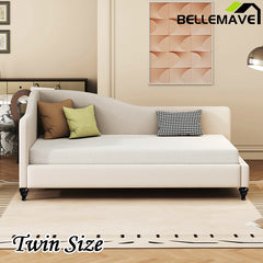 Bellemave® L-Shaped Linen Daybed,with Solid Wood Legs