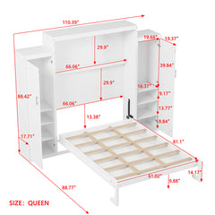 Bellemave® Murphy Bed with Two Wardrobe and Storage Shelf