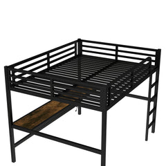 Bellemave® Queen Size Metal Loft Bed with Power Outlet and LED Lighted