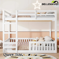 Bellemave® Full Size Wood Bunk Bed with Ladder and Guardrails