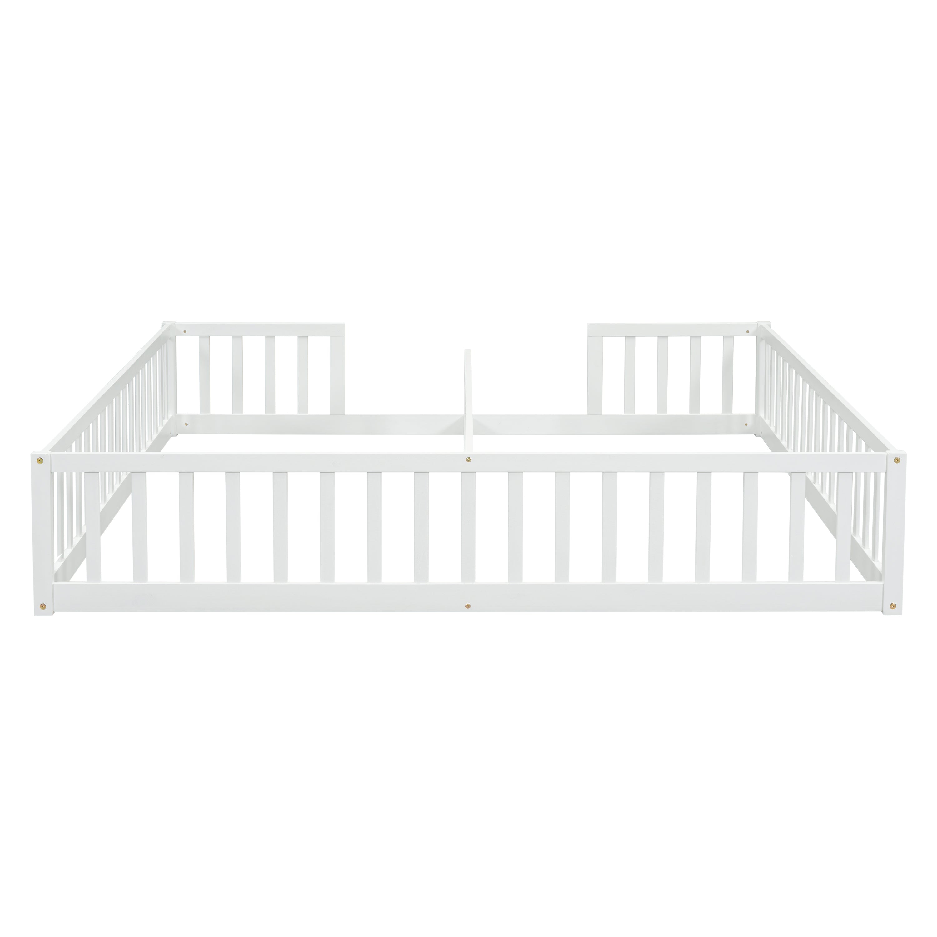 Bellemave® Twin Size Double Floor Bed with Fence, Guardrails, Without Door Bellemave®