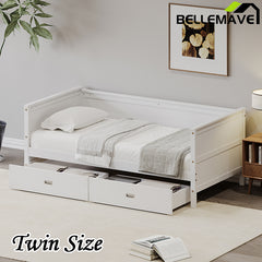 Bellemave® Twin Size Solid Wood Daybed with Two Drawers