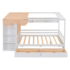 Bellemave® House Bed with Two Drawers and Wardrobe