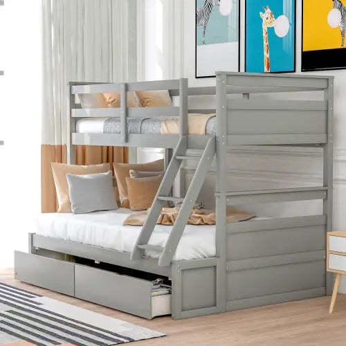 Bellemave® Twin over Full Bunk Bed with 2 Drawers Bellemave®