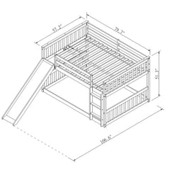 Bellemave® Full Size Bunk Bed with Slide and Ladder