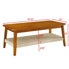 Bellemave® 47.25" Mid-Century Coffee Table with Woven Shelf