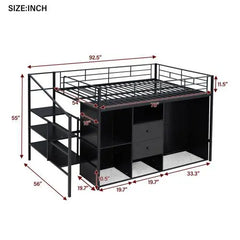 Bellemave® Metal Loft Bed with Drawers, Storage Staircase and Small Wardrobe Bellemave®