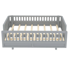 Bellemave® Queen Floor Bed or Twin XL Montessori Floor beds for Kids, Twin XL Can Be Converted into a Queen Platform Bed, Gray Bellemave®