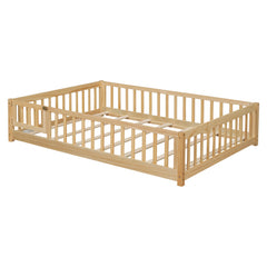 Bellemave® Full Size Montessori Floor Bed with Fence and Door