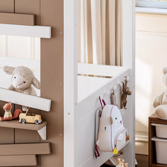 Bellemave® Wooden Farmhouse House Bed with Storage Drawers, Window Shelf & Side Hooks, Kids Playhouse Floor Bed