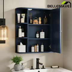 Bellemave® Bathroom Medicine Cabinet, Bathroom Mirror Cabinet Wall Mounted with 6 Adjustable Wood Shelves & Doors, Wall Cabinet with Mirror Bellemave®