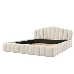 Bellemave® Queen Size Velvet Upholstered Platform Bed with Shell-Shaped Headboard Bellemave®