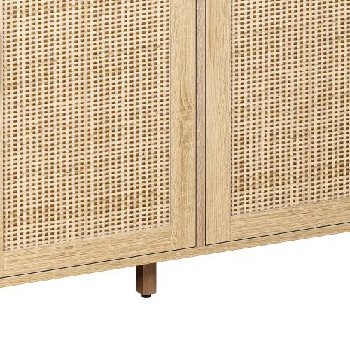 Bellemave 62.20"Elegant and Functional 4-Door Rattan Decorative Storage Cabinet Bellemave