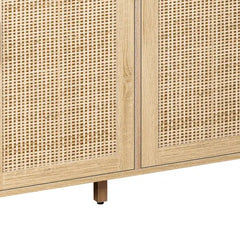 Bellemave 62.20"Elegant and Functional 4-Door Rattan Decorative Storage Cabinet Bellemave