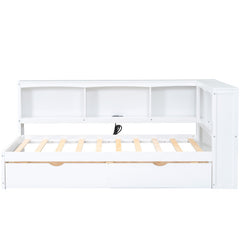 Bellemave® Twin Size Daybed with Two Storage Drawers, Storage Cabinets and USB Ports